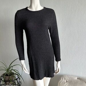 Eileen Fisher Charcoal Long Sleeves Sweater Short Dress